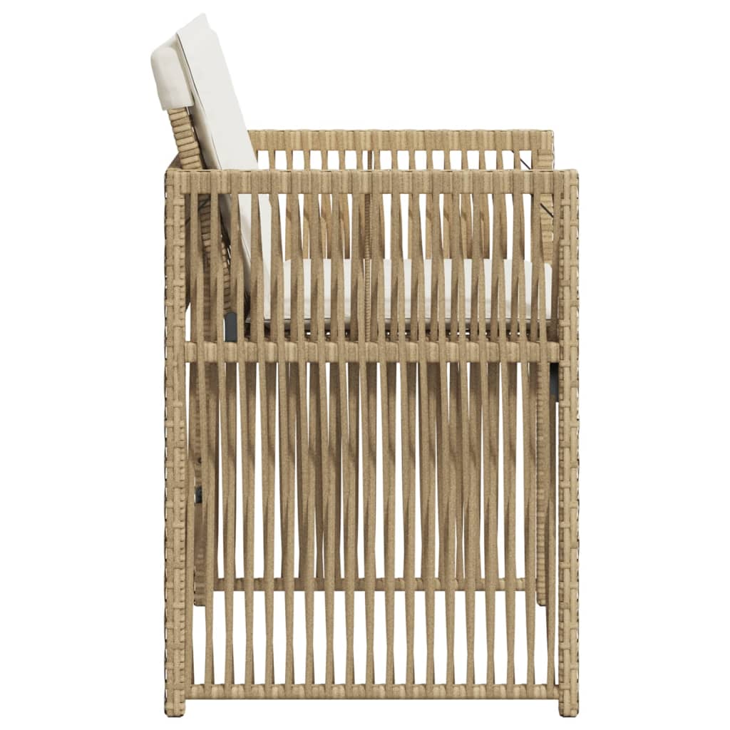 Gartenstühle mit Kissen 4 Stk. Beige Poly Rattan