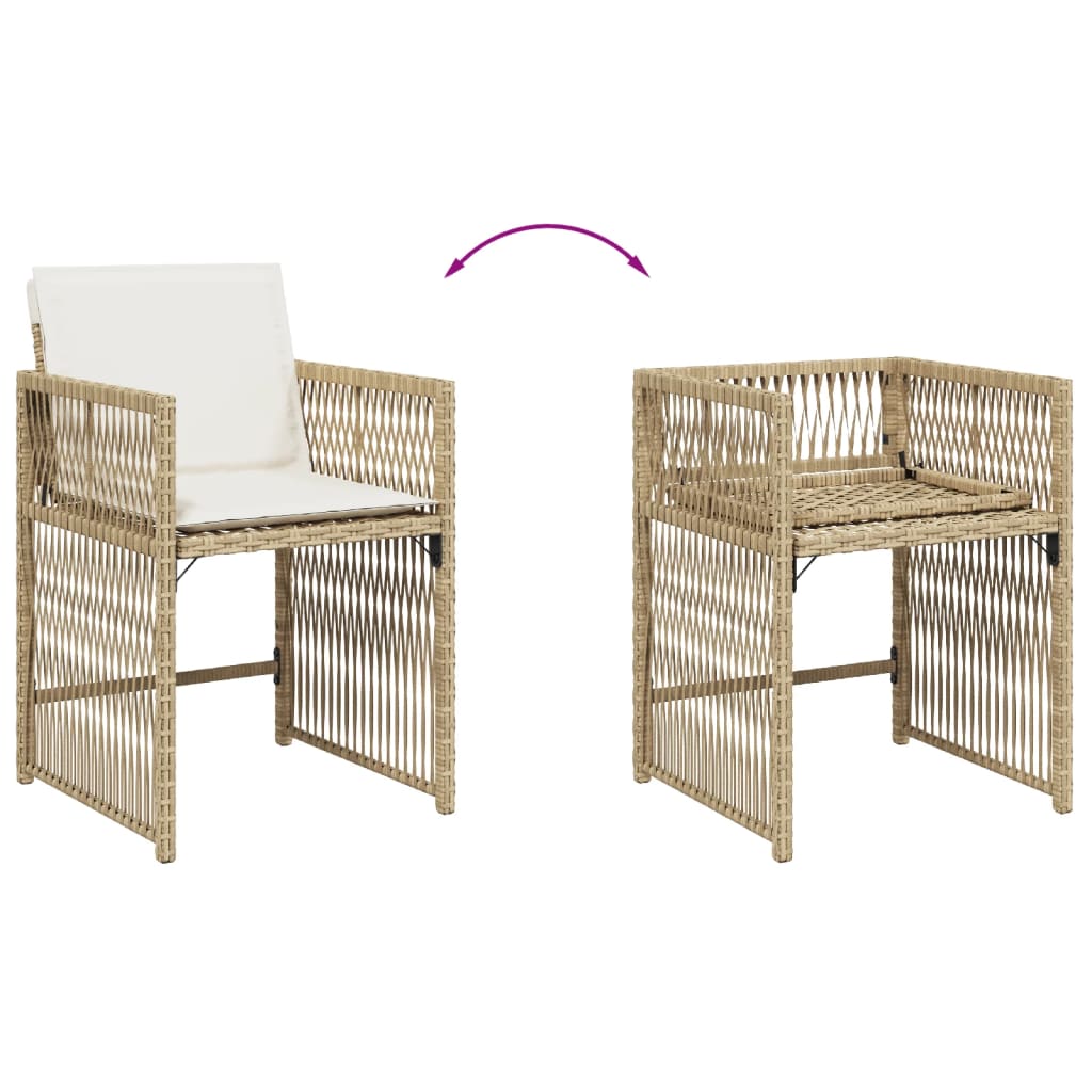 Gartenstühle mit Kissen 4 Stk. Beige Poly Rattan