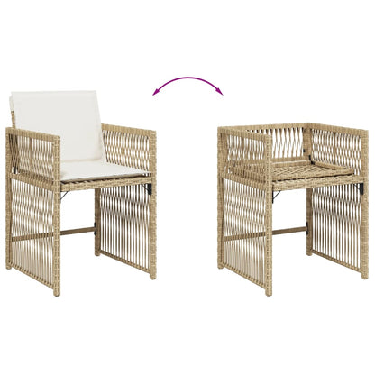 Gartenstühle mit Kissen 4 Stk. Beige Poly Rattan