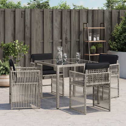 Gartenstühle mit Kissen 4 Stk. Hellgrau Poly Rattan