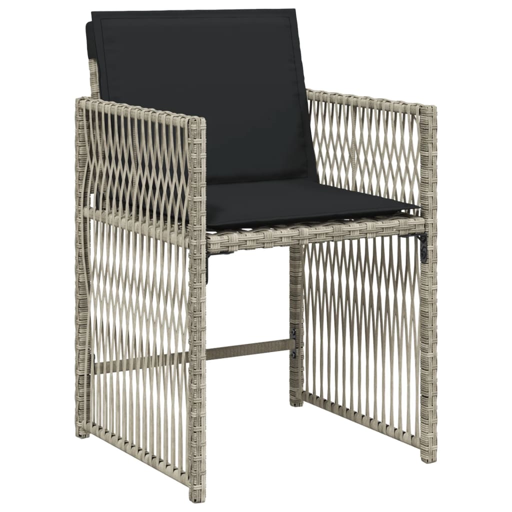 Gartenstühle mit Kissen 4 Stk. Hellgrau Poly Rattan