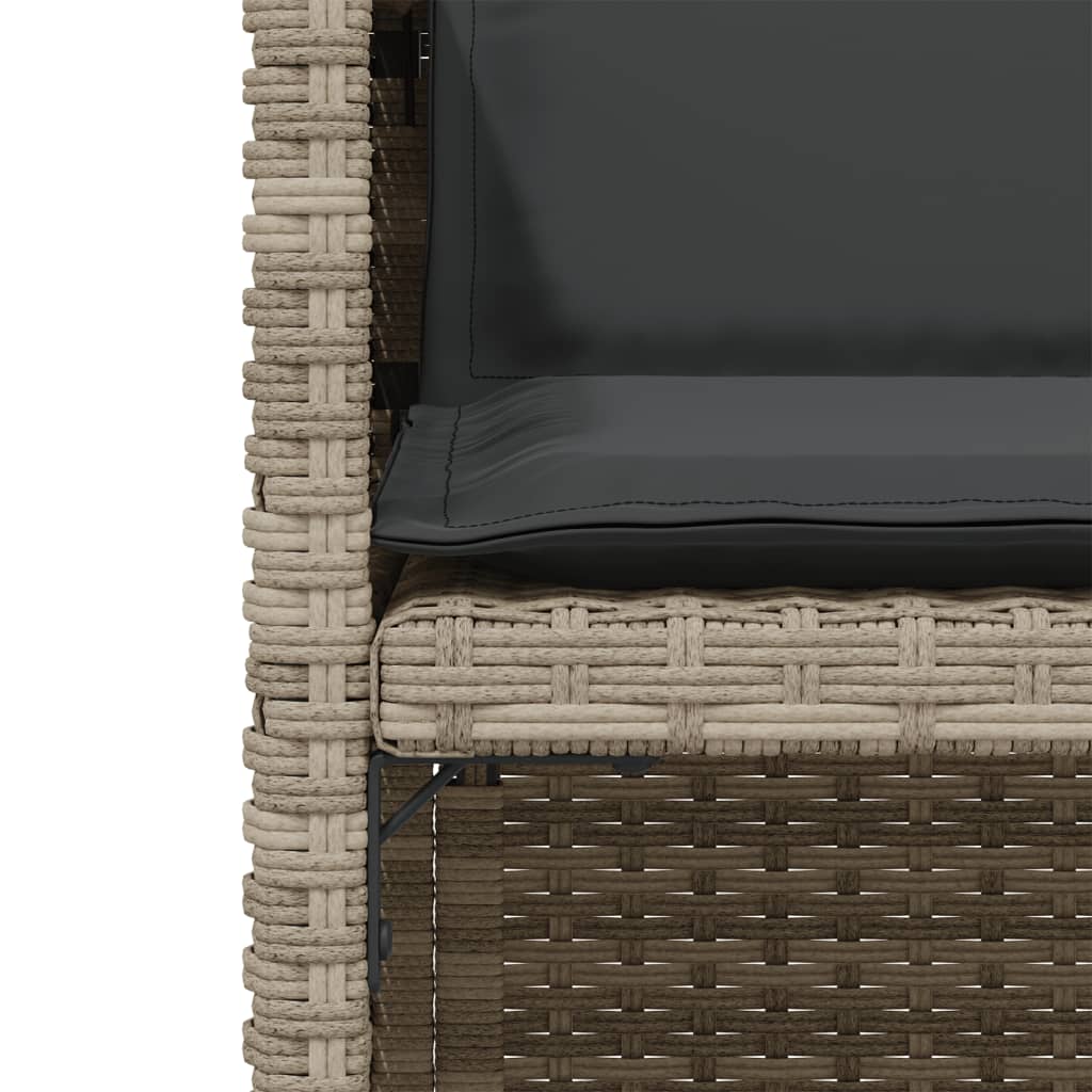 3-tlg. Bistro-Set mit Kissen Hellgrau Poly Rattan