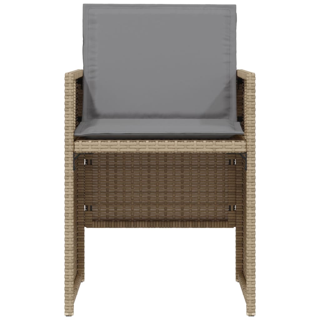 3-tlg. Bistro-Set mit Kissen Beigemischung Poly Rattan