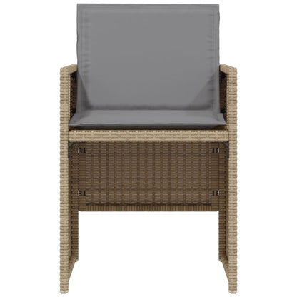 3-tlg. Bistro-Set mit Kissen Beigemischung Poly Rattan