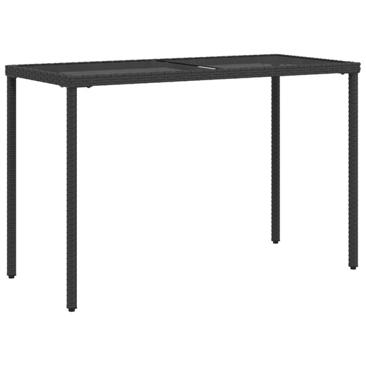 Havebord med glasplade Sort 115x54x74 cm Polyrattan