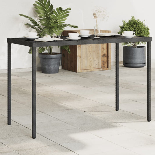 Havebord med glasplade Sort 115x54x74 cm Polyrattan