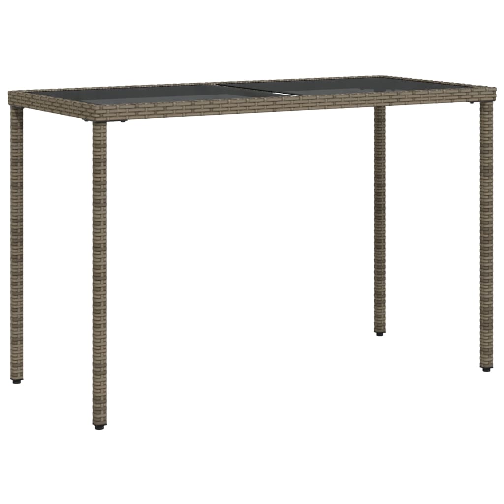 Havebord med glasplade Grå 115x54x74 cm Polyrattan