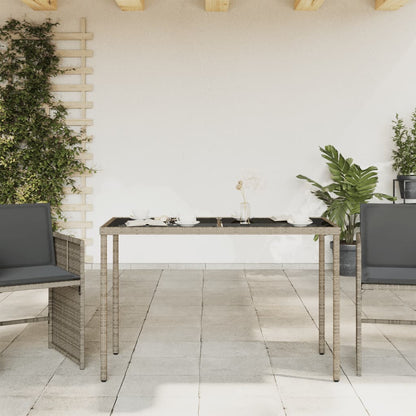 Havebord med glasplade Grå 115x54x74 cm Polyrattan
