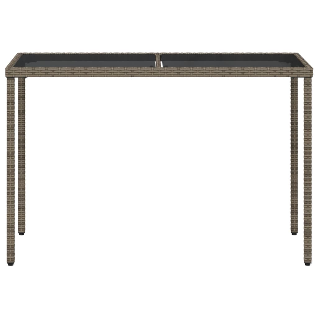 Havebord med glasplade Grå 115x54x74 cm Polyrattan