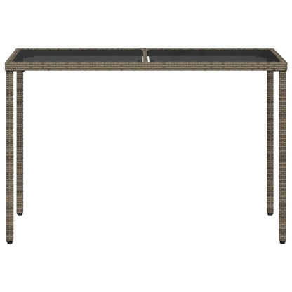Havebord med glasplade Grå 115x54x74 cm Polyrattan
