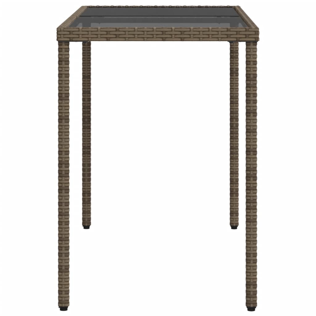 Havebord med glasplade Grå 115x54x74 cm Polyrattan