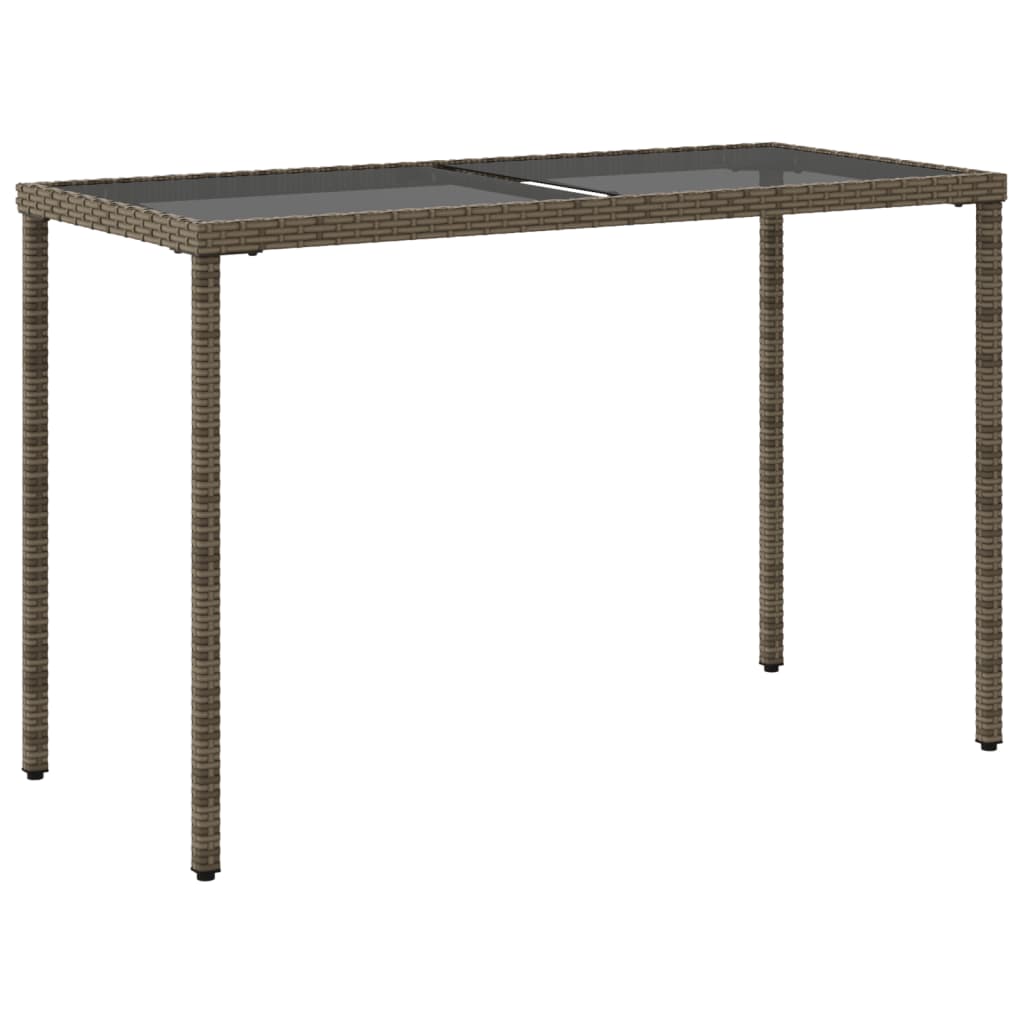 Havebord med glasplade Grå 115x54x74 cm Polyrattan