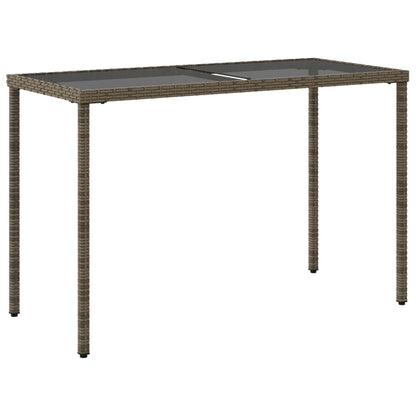 Havebord med glasplade Grå 115x54x74 cm Polyrattan