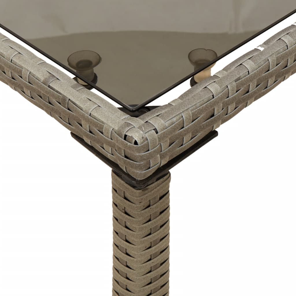 Havebord med glasplade Grå 115x54x74 cm Polyrattan