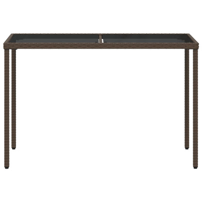 Gartentisch mit Glasplatte Braun 115x54x74 cm Poly Rattan