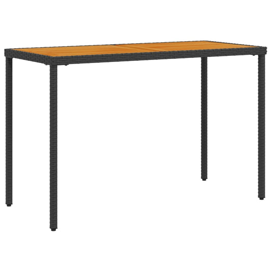 Havebord med plade af akacietræ 115x54x74 cm Poly Rattan