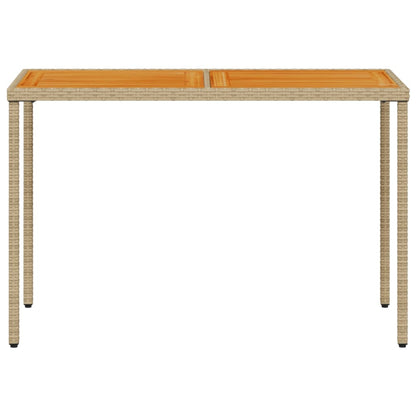 Gartentisch mit Akazienholz-Platte 115x54x74 cm Poly Rattan
