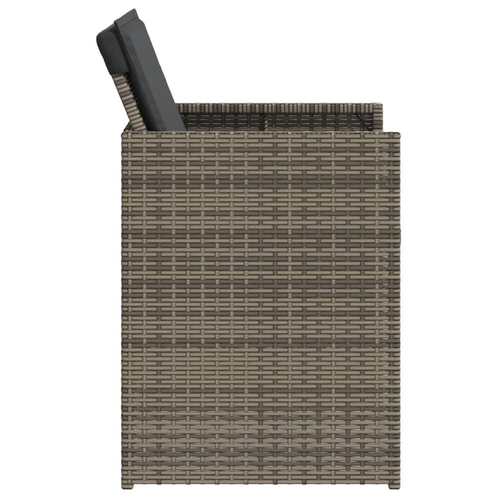 5-tlg. Garten-Essgruppe mit Kissen Grau Poly Rattan