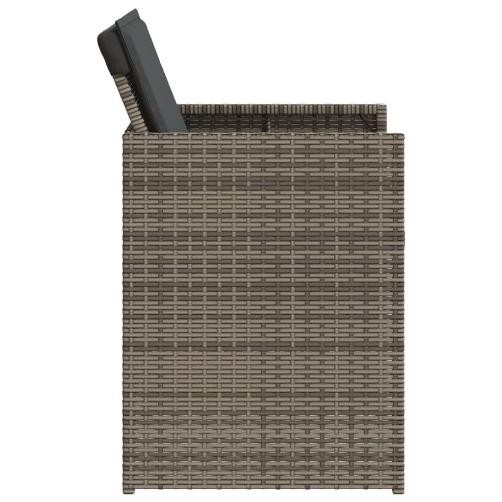 5-tlg. Garten-Essgruppe mit Kissen Grau Poly Rattan