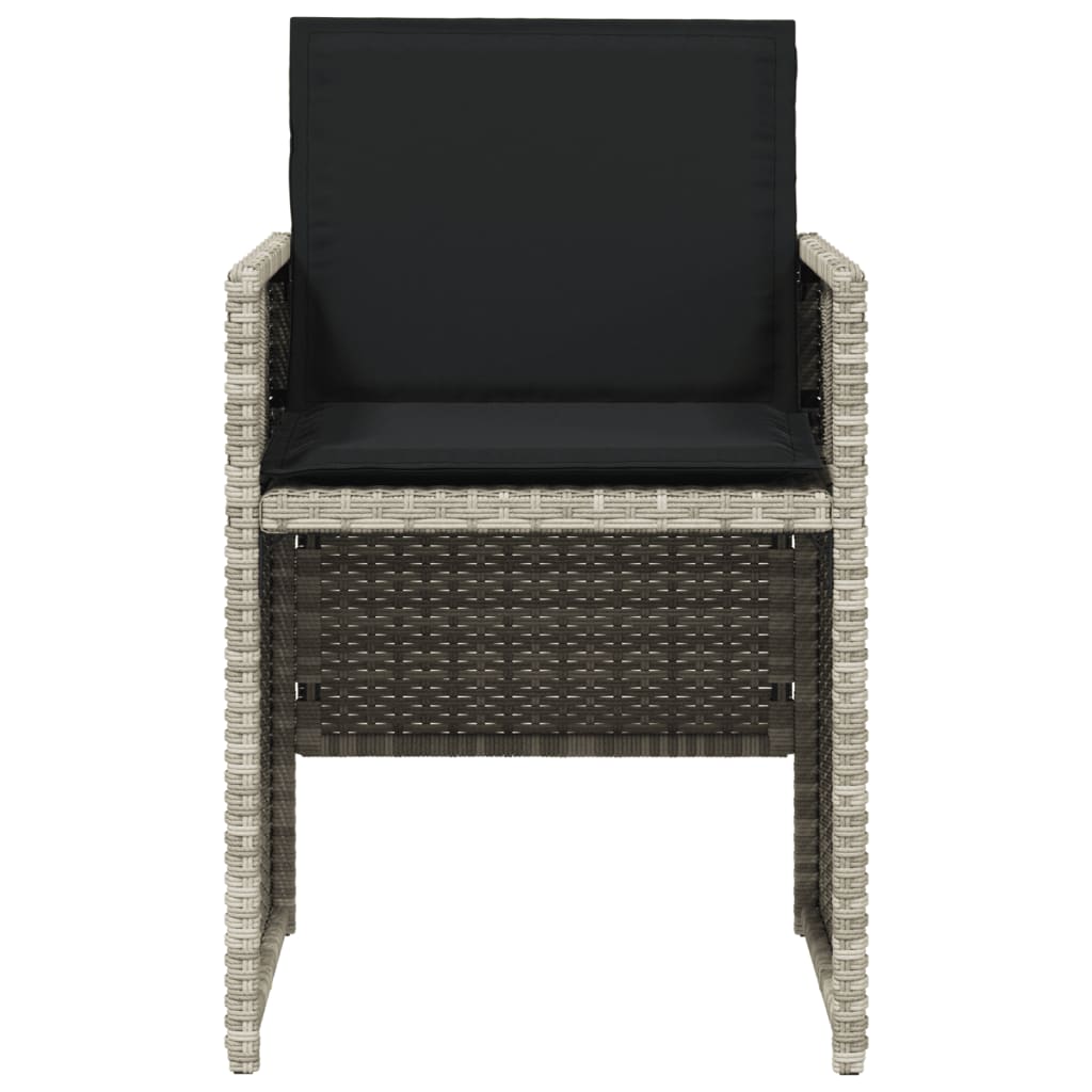 5-tlg. Garten-Essgruppe mit Kissen Hellgrau Poly Rattan