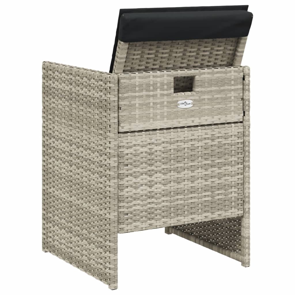 5-tlg. Garten-Essgruppe mit Kissen Hellgrau Poly Rattan