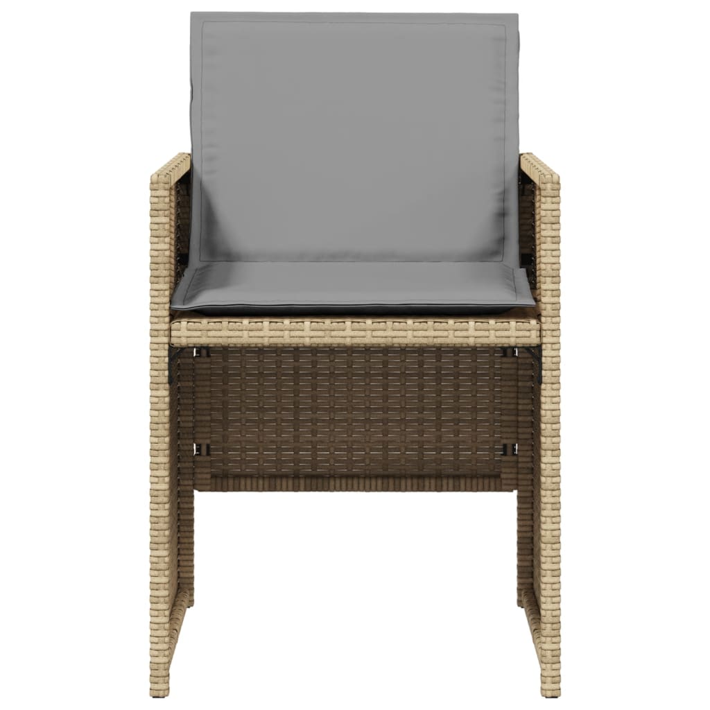 5-tlg. Garten-Essgruppe mit Kissen Beigemischung Poly Rattan