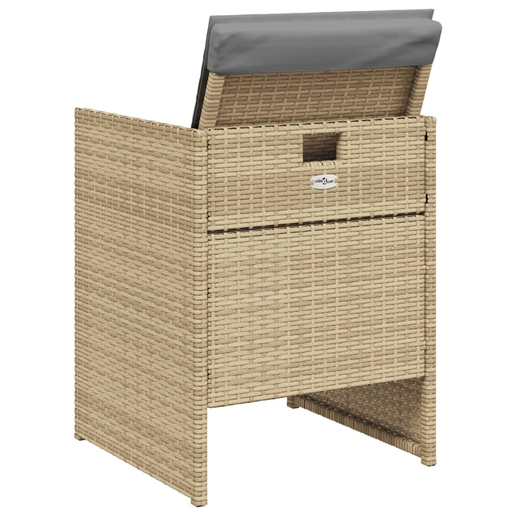 5-tlg. Garten-Essgruppe mit Kissen Beigemischung Poly Rattan