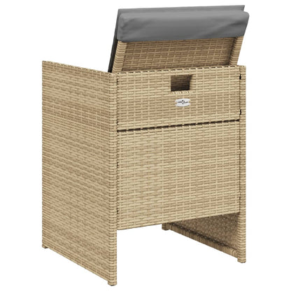 5-tlg. Garten-Essgruppe mit Kissen Beigemischung Poly Rattan
