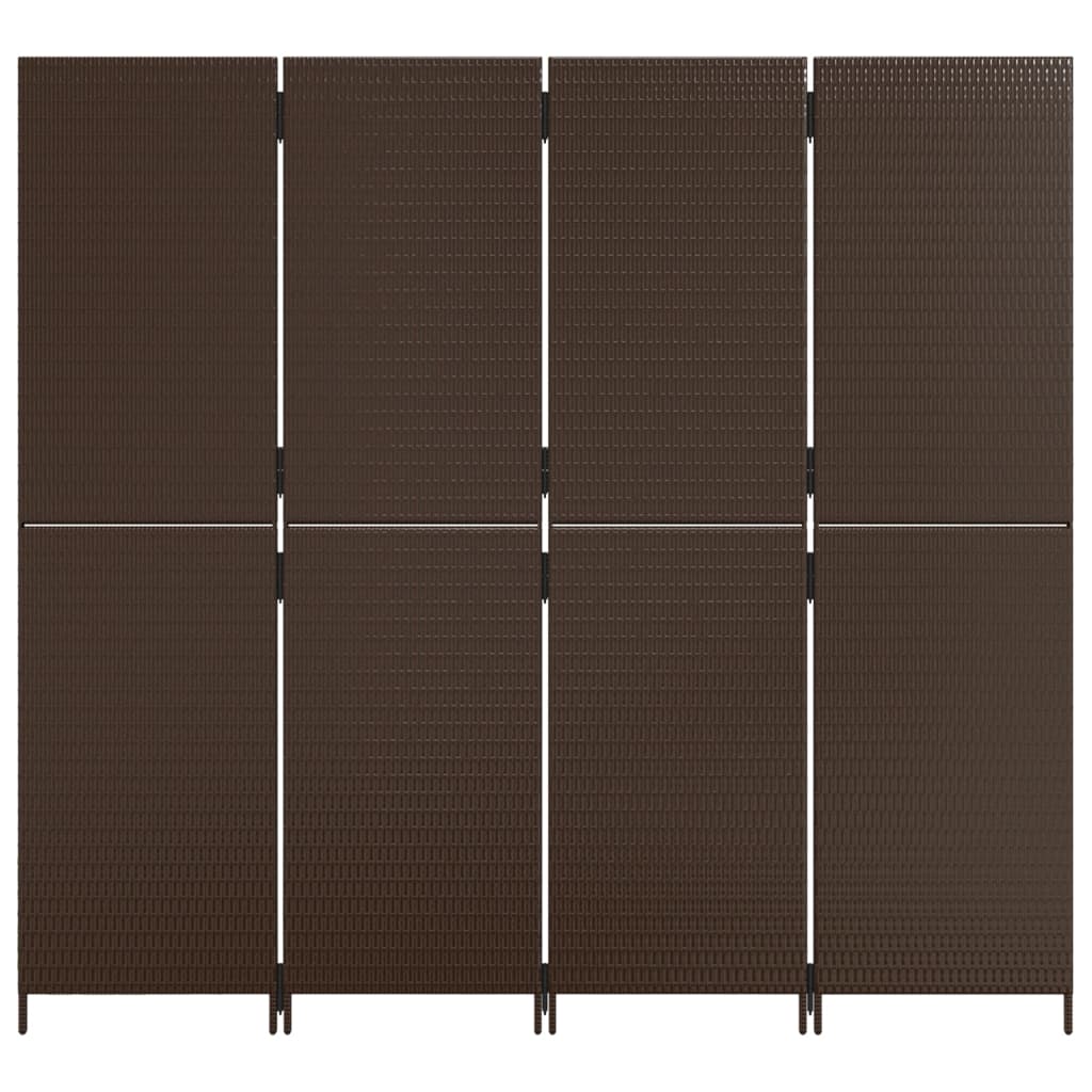 Paravent 4-tlg. Braun Poly Rattan