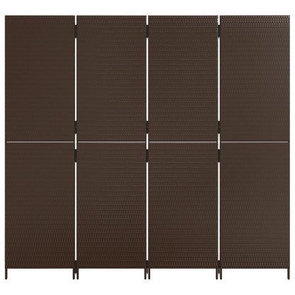 Paravent 4-tlg. Braun Poly Rattan
