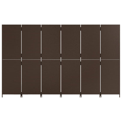 Paravent 6-tlg. Braun Poly Rattan