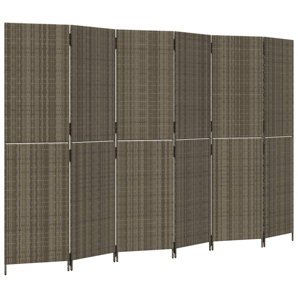 6-delt foldeskærm Grå polyrattan