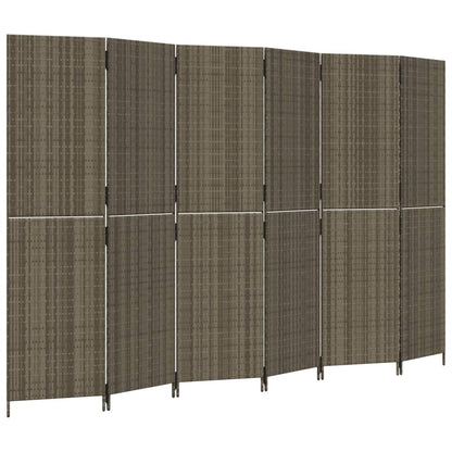 6-delt foldeskærm Grå polyrattan