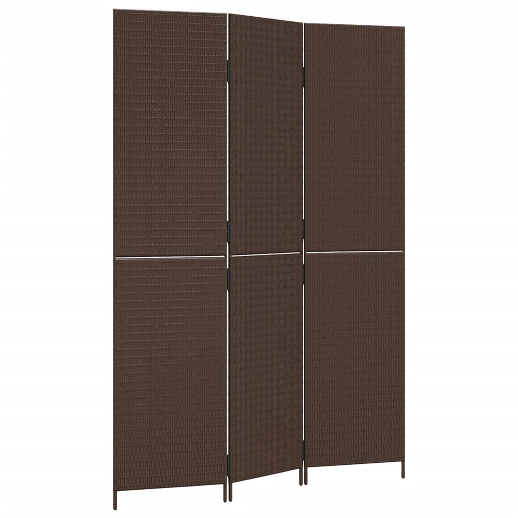 3-delt foldeskærm Brun polyrattan