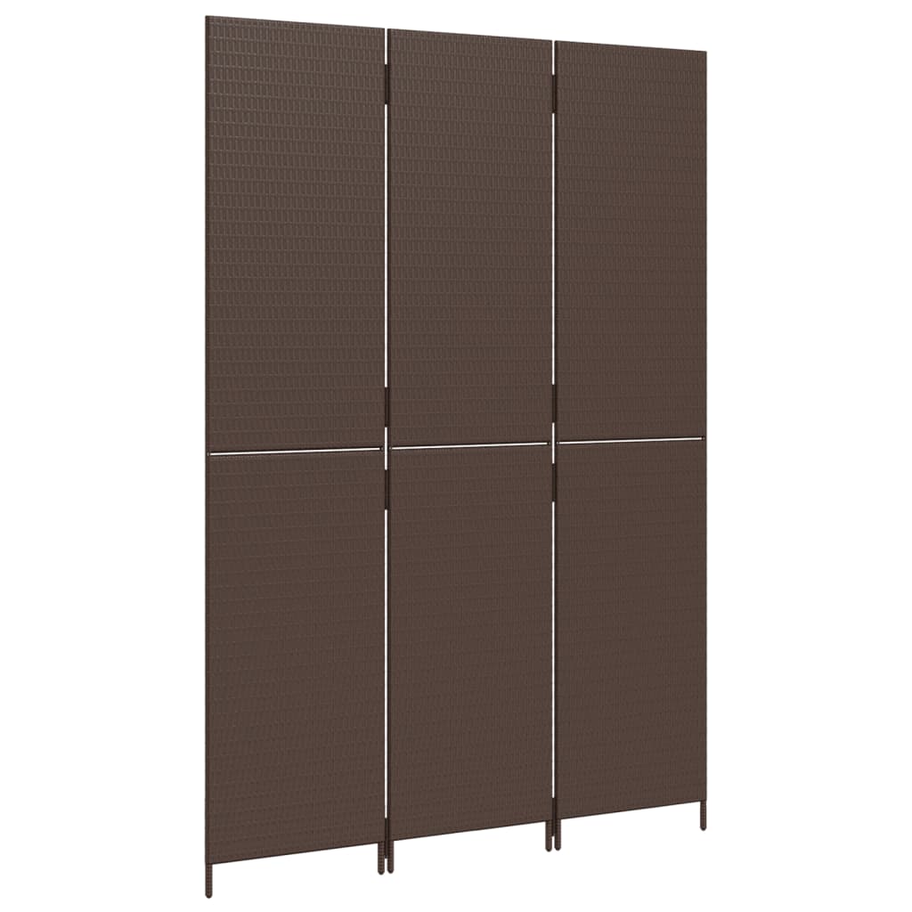 3-delt foldeskærm Brun polyrattan