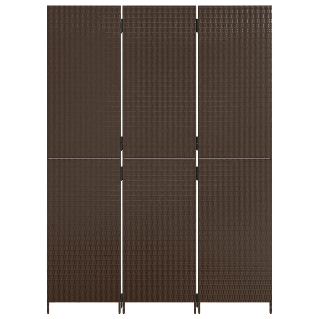 3-delt foldeskærm Brun polyrattan