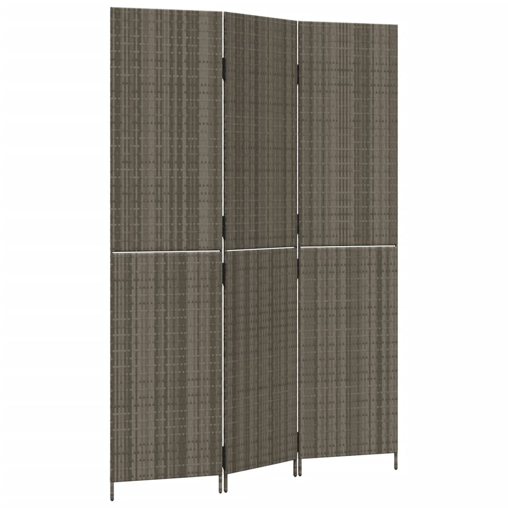 3-delt foldeskærm Grå polyrattan