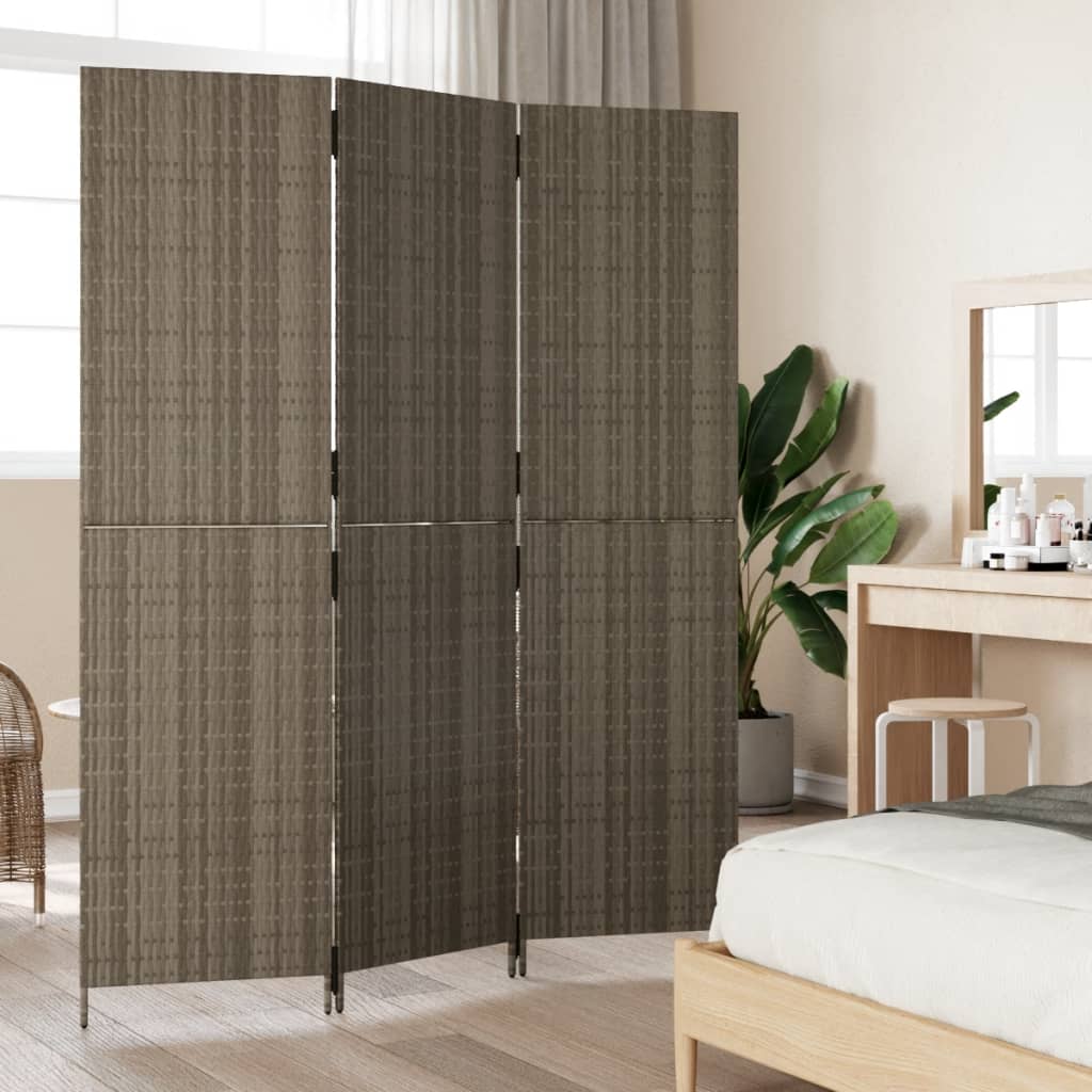 3-delt foldeskærm Grå polyrattan