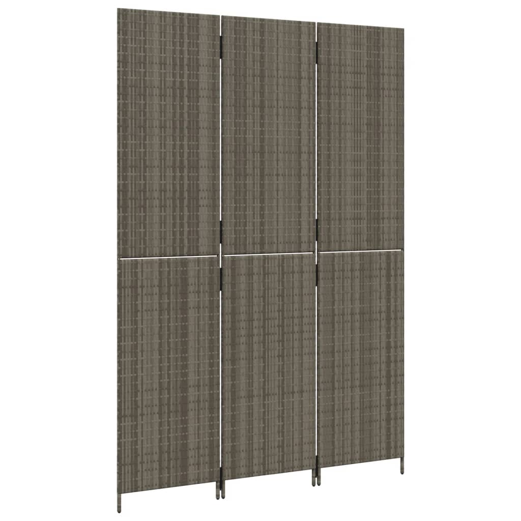 3-delt foldeskærm Grå polyrattan