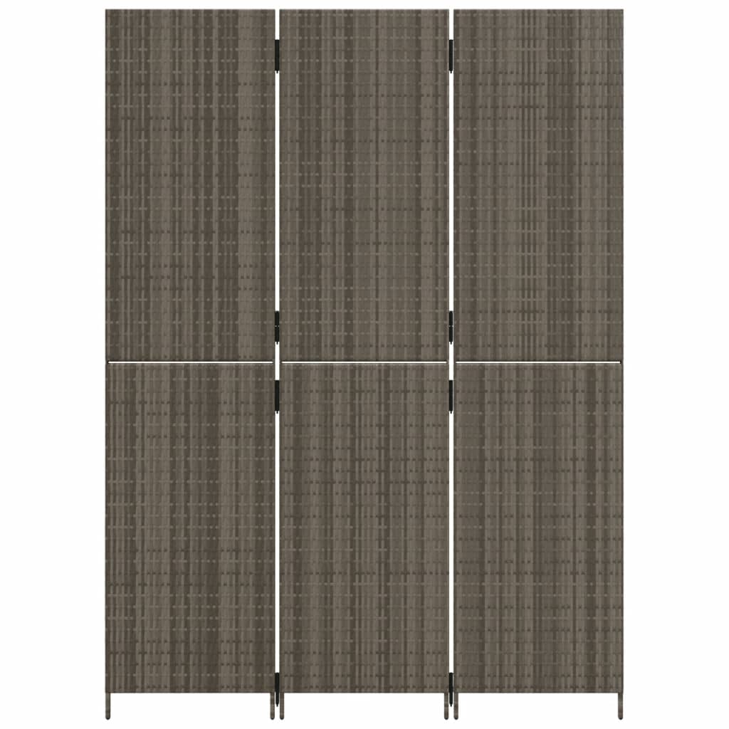 3-delt foldeskærm Grå polyrattan