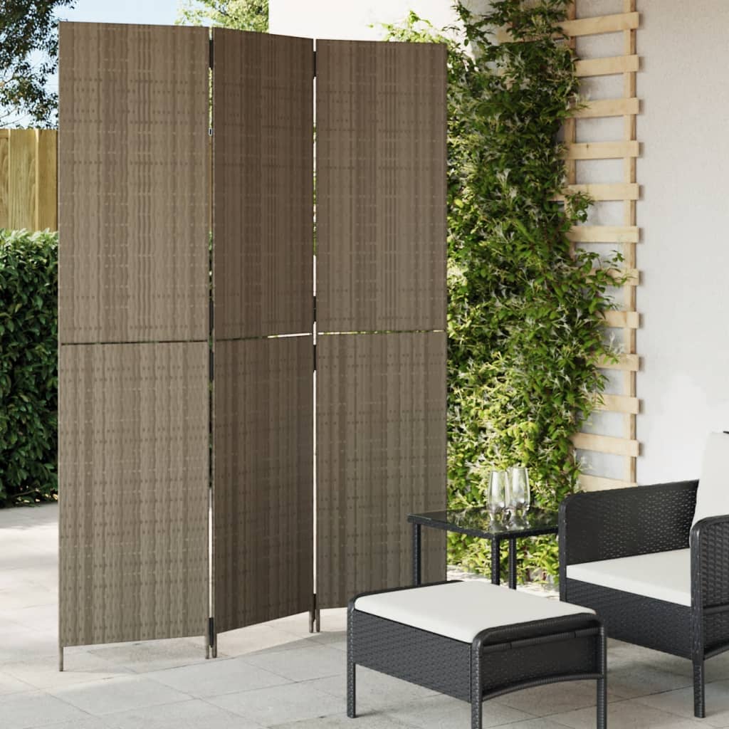 3-delt foldeskærm Grå polyrattan