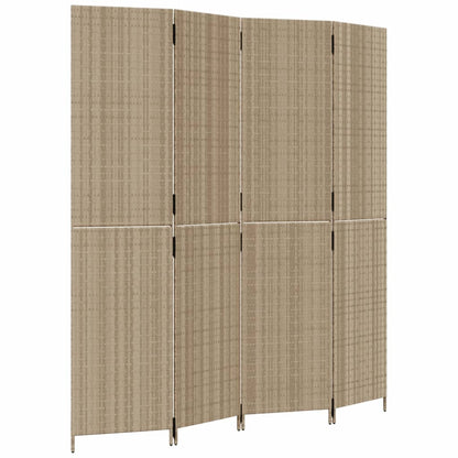 4-delt foldeskærm Beige polyrattan