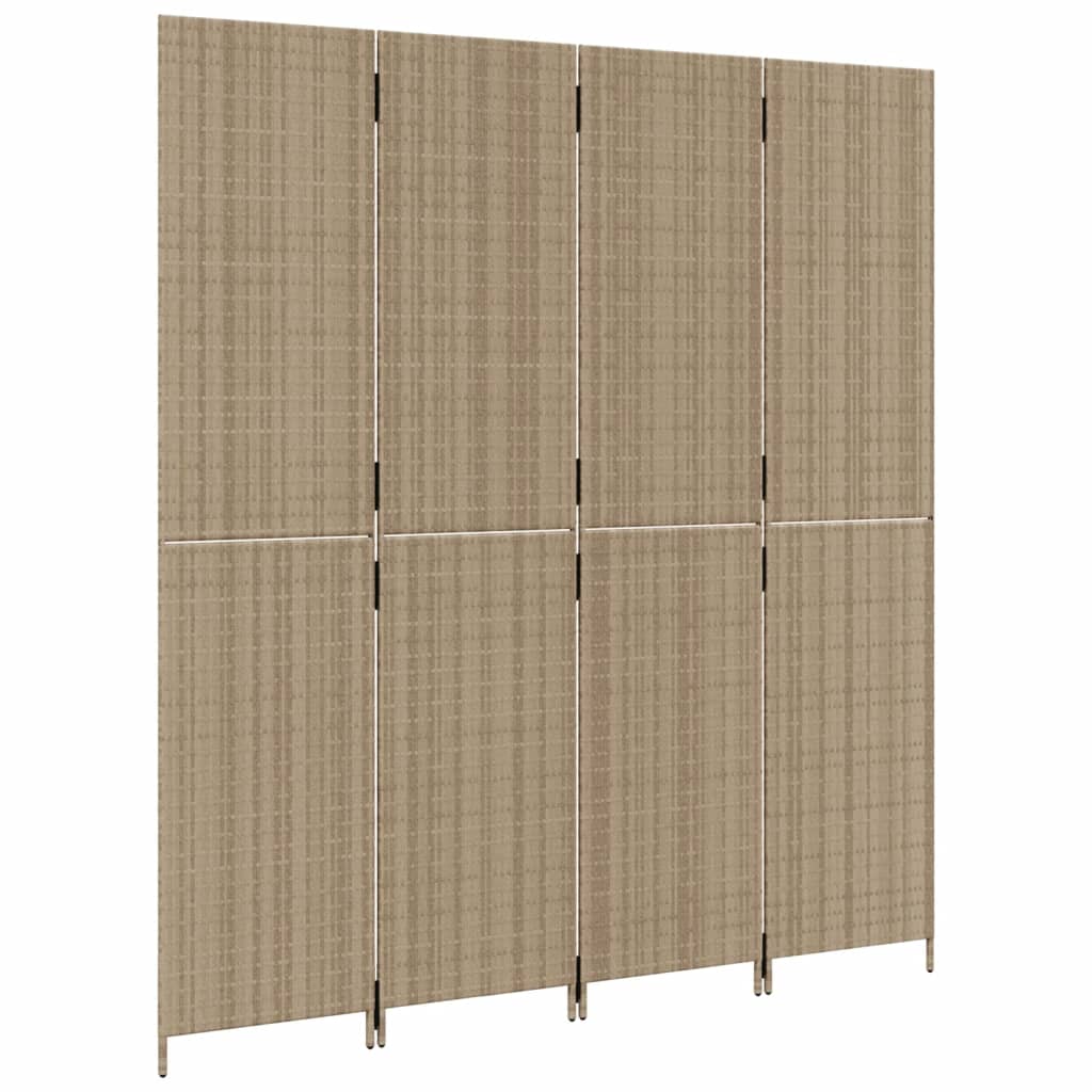 4-delt foldeskærm Beige polyrattan
