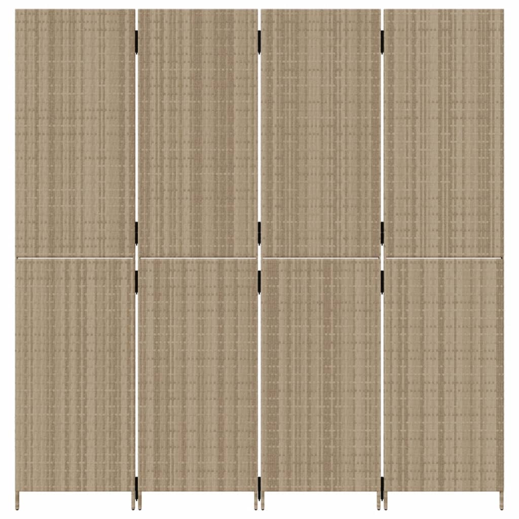 4-delt foldeskærm Beige polyrattan