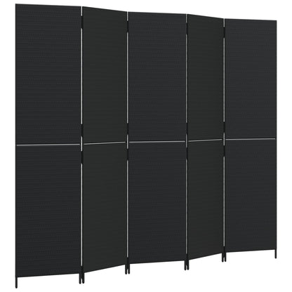 5-delt foldeskærm Sort polyrattan