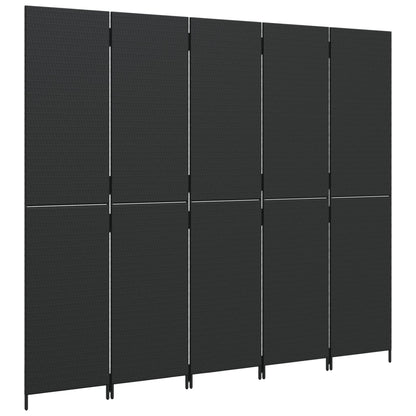 5-delt foldeskærm Sort polyrattan