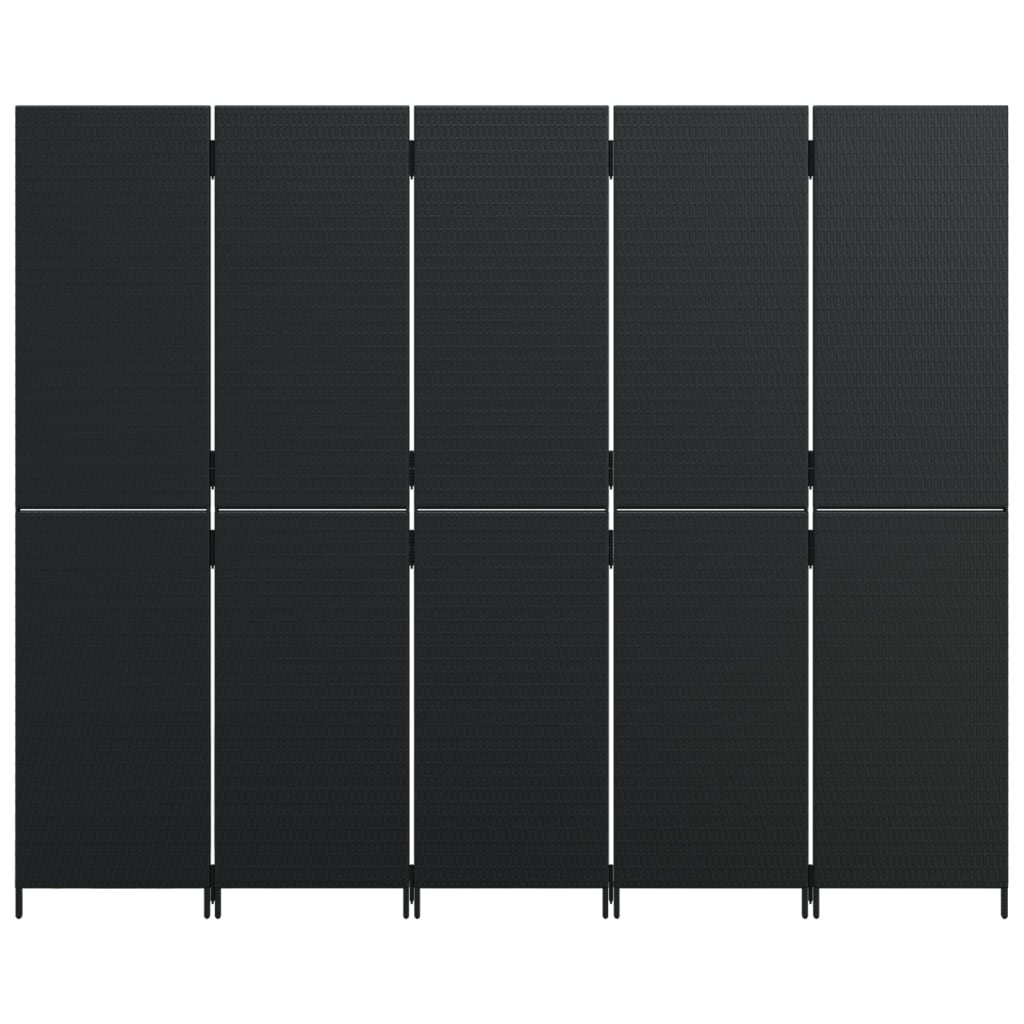 5-delt foldeskærm Sort polyrattan