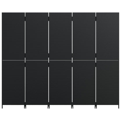 5-delt foldeskærm Sort polyrattan