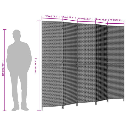 5-delt foldeskærm Sort polyrattan