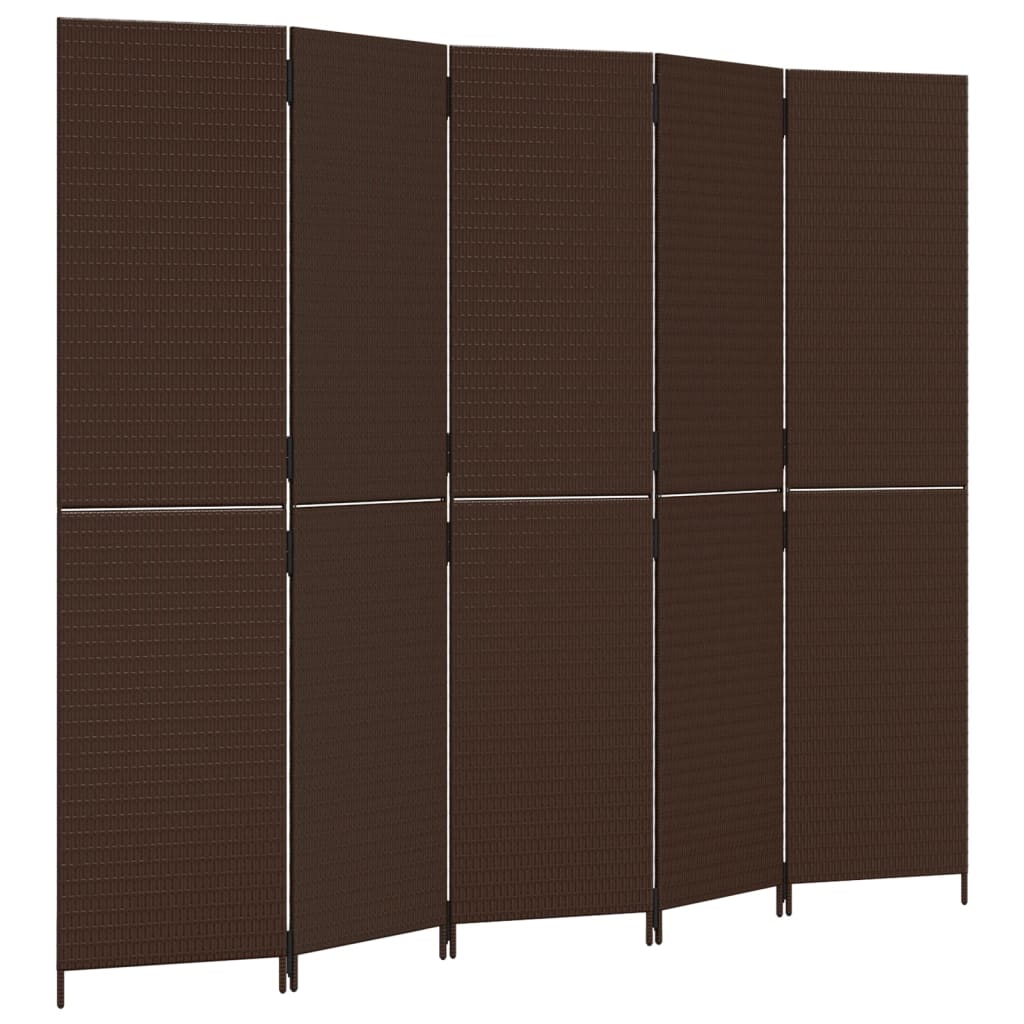 5-delt foldeskærm Brun polyrattan